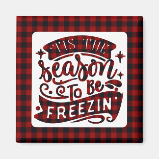 Aimant Drôle Buffle Rouge Plaid Tis Season Noël