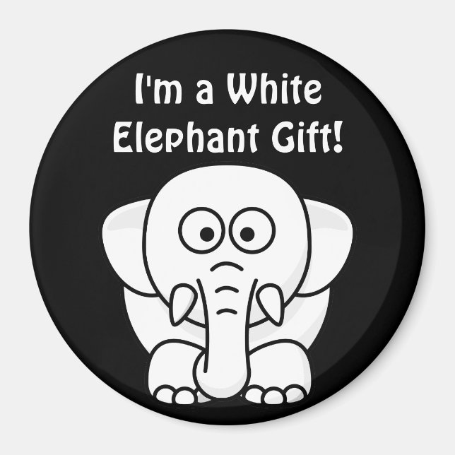 Aimant Drôle cadeau de Noël : Vrai cadeau d'éléphant blan (Devant)