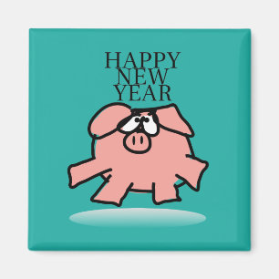 Aimant Drôle Cartoon Cochon Nouvel An Choisir la couleur