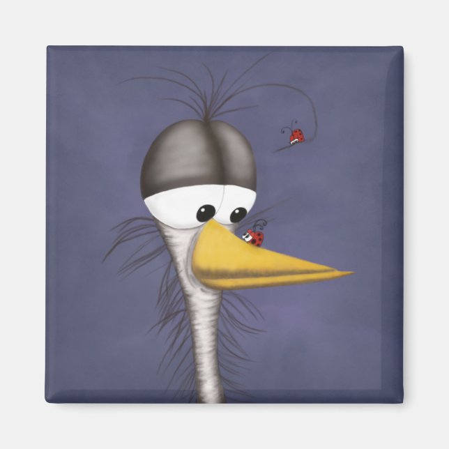 Aimant Drôle Cartoon Egret (Devant)