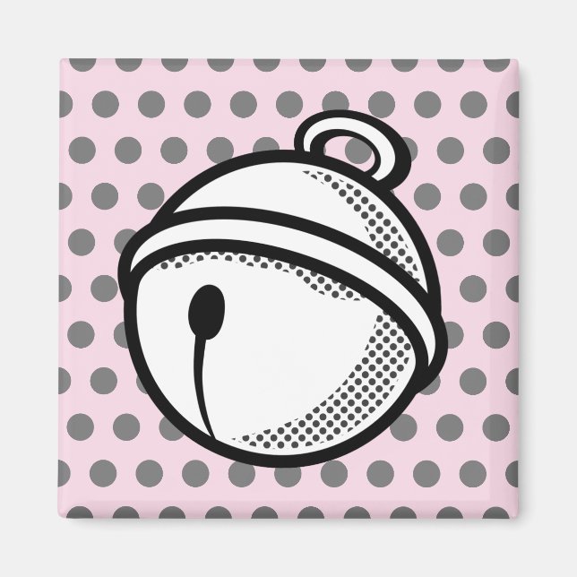 Aimant Drôle Cartoon rose noir blanc Chat Bell Pop Art (Devant)
