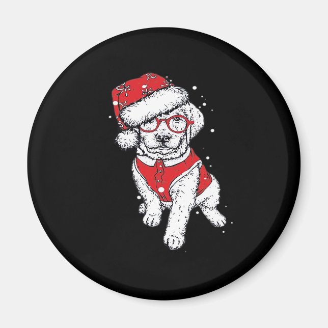 Aimant Drôle chien de Noël Pyjamas cadeau pour les Amoure (Devant)