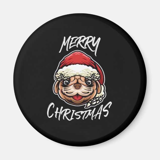 Aimant Drôle chien de Noël Pyjamas cadeau pour les Amoure (Devant)