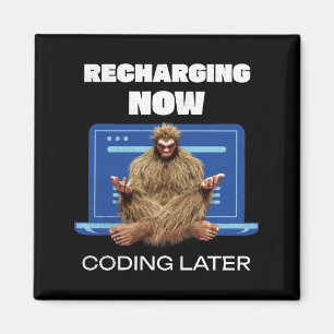 Aimant Drôle de Bigfoot Programmeur Rechargeant Codage Pl