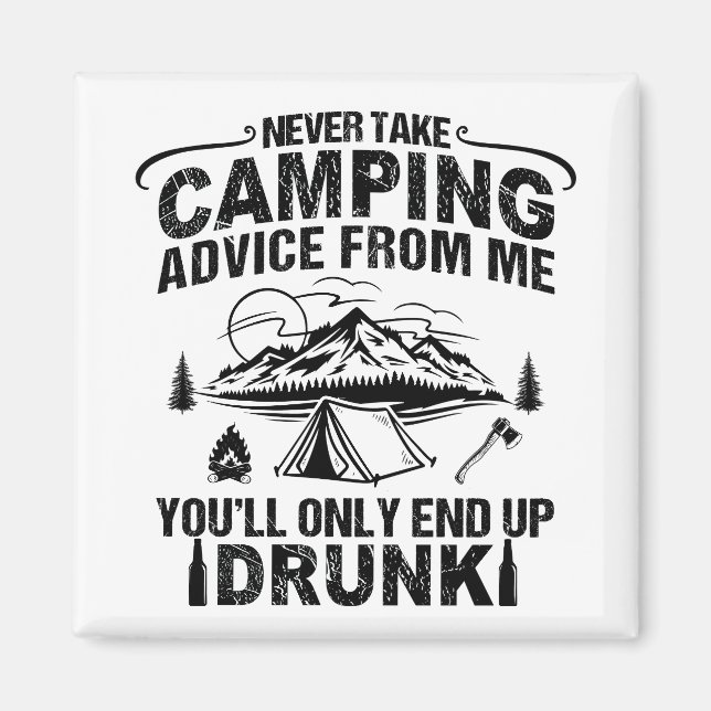 Aimant Drôle de camping à boire des paroles (Devant)