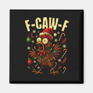 Aimant Drôle de F-caw-f Noël Poulet Xmas Lumières Santa