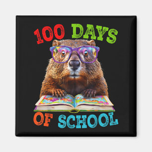 Aimant Drôle de marmotte 100e jour d'école Enseignant Ter