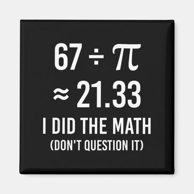 Aimant Drôle de maths de jour de meme 67  (Devant)