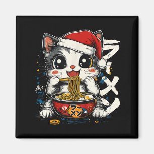 Aimant Drôle de Noël Santa Chat Ramen Japonais Kawaii An