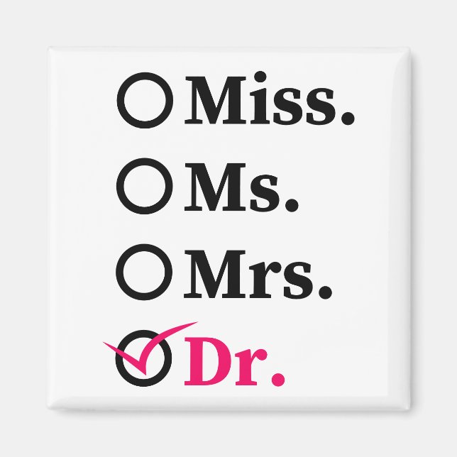 Aimant Drôle Docteur Docteur, Mlle Mme Mme Dr Gift (Devant)