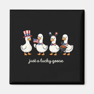 Aimant Drôle d'oie chanceuse Patriotique 4 juillet Canard