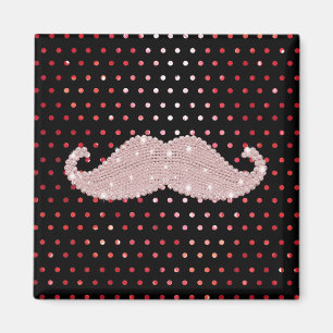Aimant Drôle fille rose boule Moustache Motif Pois