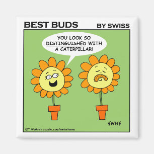 Aimant Drôle Fleurs Mustache Caterpillar Cartoon