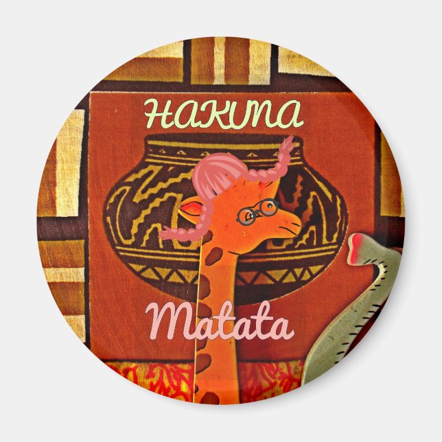 Aimant Drôle Giraffe avec texte cool Hakuna Matata (Devant)