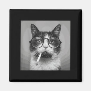 Aimant Drôle Graphisme Chat Fumer Adulte Amusant