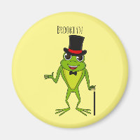 Drôle grenouille avec chapeau dessus dessin animé