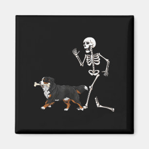 Aimant Drôle Halloween Bernese Mountain Dog Et Skeleton