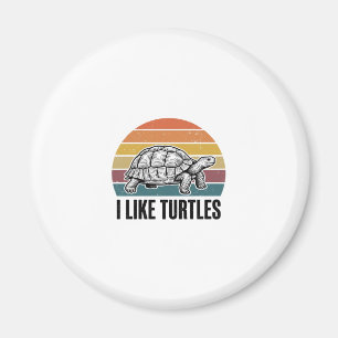 Aimant Drôle J'aime Tortues Vintage Gravure T-Shirt Des