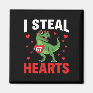 Aimant Drôle Je vole des cœurs 67 Saint-Valentin Dinosaur
