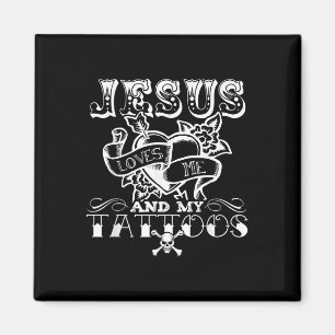 Aimant Drôle Jésus m'aime et mes tatouages