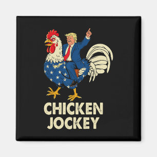 Aimant Drôle Jockey De Poulet Trump Mème Pour Hommes Femm