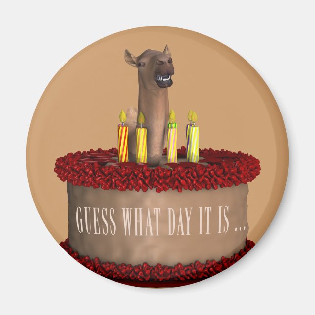 Aimant Drôle Joyeux chameau d'anniversaire (Devant)