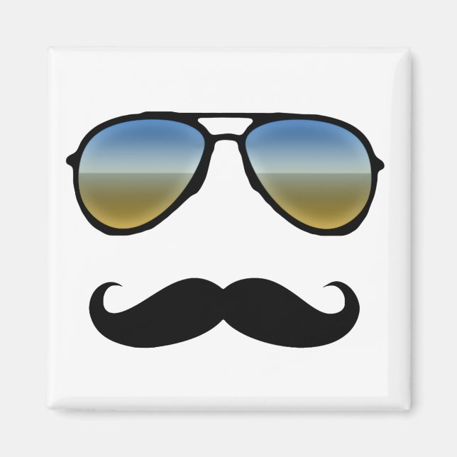Aimant Drôle Lunettes de soleil Retro avec Moustache (Devant)