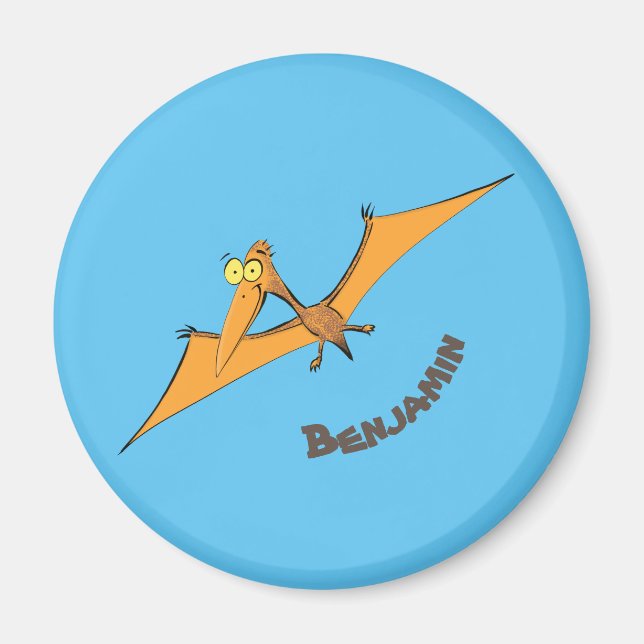 Aimant Drôle mignon dessin animé de pterodactyle volant o (Devant)
