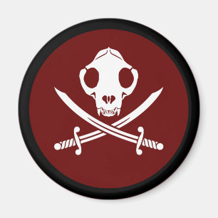 Aimant Drôle Noir Blanc Jolly Kitty Pirate Os crâne