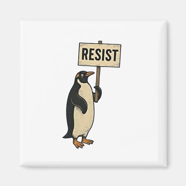 Aimant Drôle Penguin Résiste À La Manifestation Contre Le (Devant)