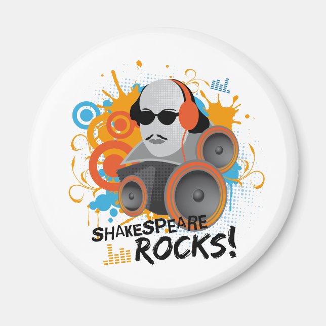 Aimant Drôle Shakespeare Slogan Cadeau "Shakespeare Rocks (Devant)