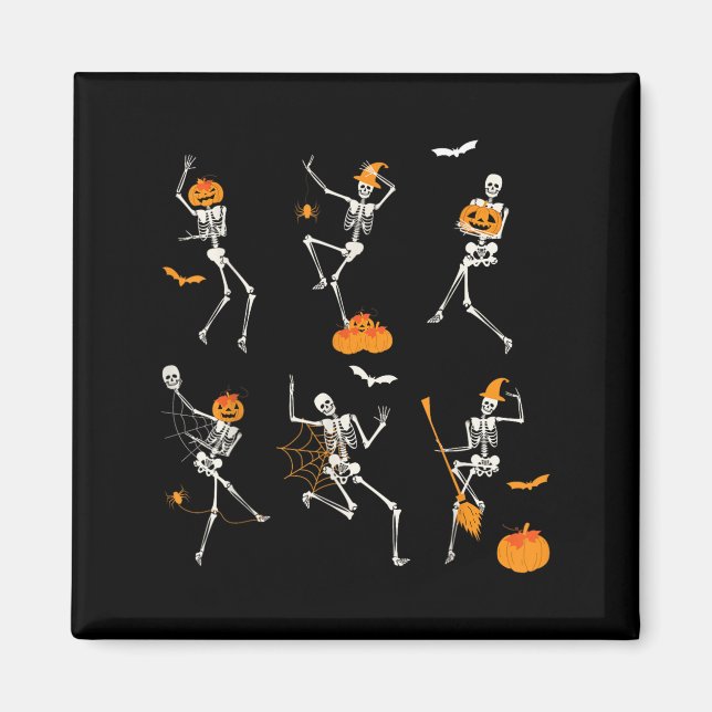 Aimant Drôle Skeletons Danse Défi Halloween (Devant)