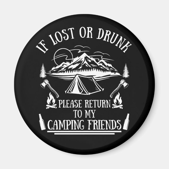 Aimant Drôle slogan camper camping à boire des paroles (Devant)
