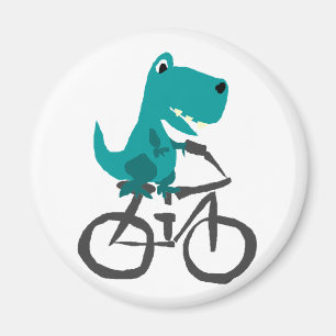 Aimant Drôle T-rex Dinosaur équitation Bicyclette Dessi