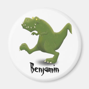 Aimant Drôle vert t rex dessin animé de dinosaure