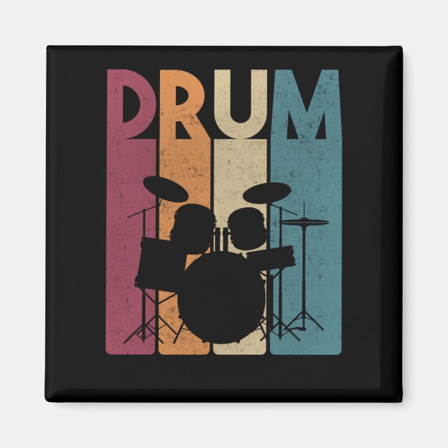 Aimant Drummer Vintage Rock Music Retro (Devant)