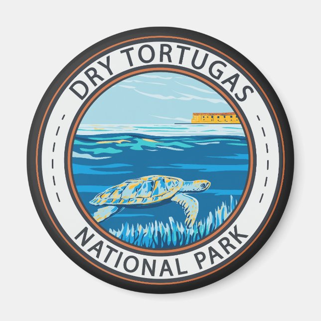 Aimant Dry Tortugas Insigne de tortue du parc national du (Devant)