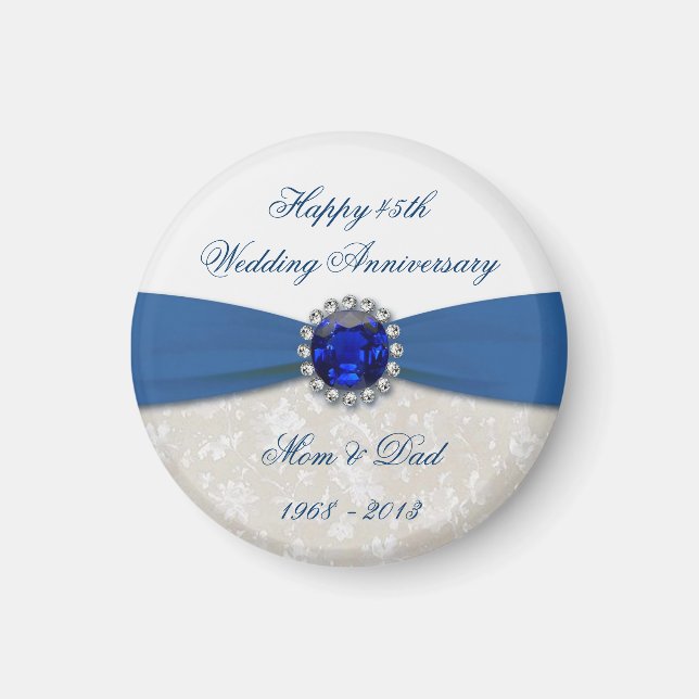 Aimant du 45e anniversaire du Mariage Damask (Devant)