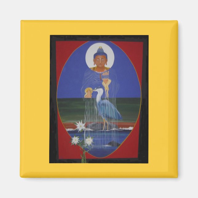 Aimant du Centre bouddhiste Zen Heron bleu (Devant)