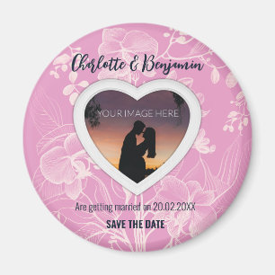 Aimant Du coeur rose MARIAGE Enregistrer La Date