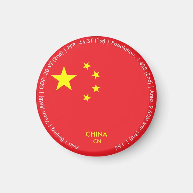 Aimant du drapeau de la Chine (Devant)