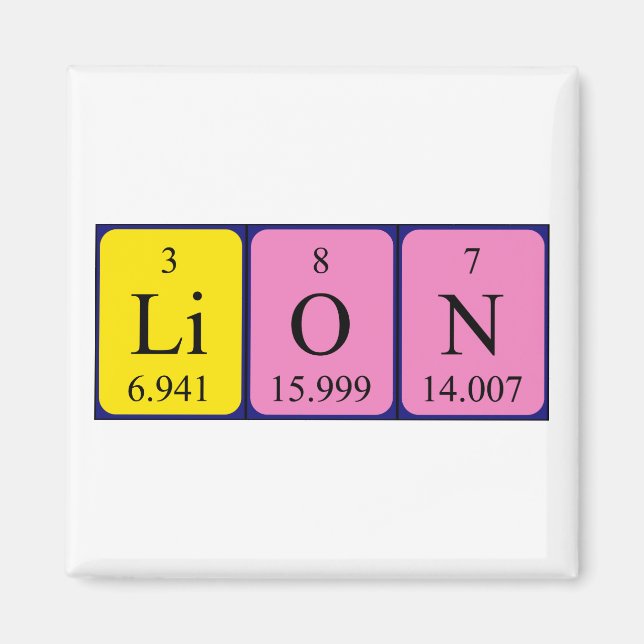 Aimant du nom périodique de la table Lion (Devant)