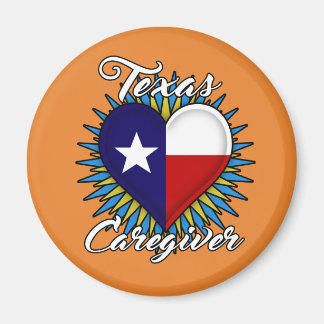 Aimant du Texas Caregiver (arrière - plan orange)