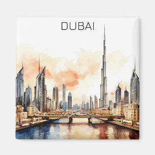 Aimant Dubaï aux couleurs des Émirats arabes unis Aquarel