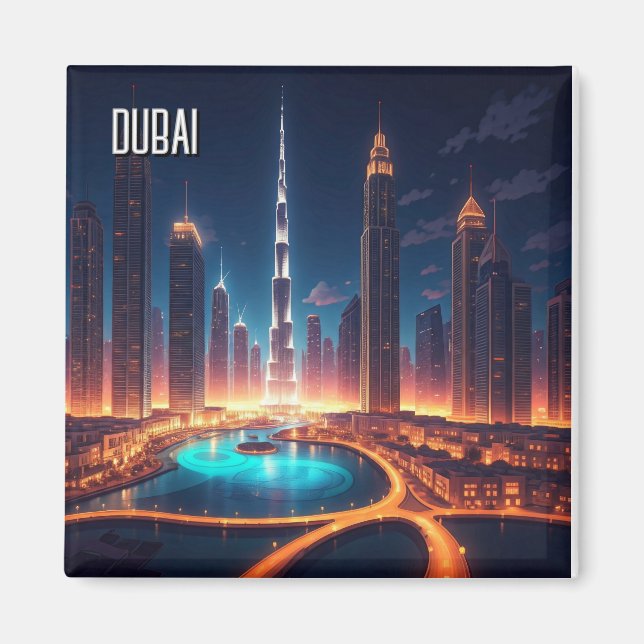 Aimant Dubaï Skyline Night Travel (Devant)