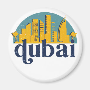 Aimant Dubai UAE Vintage Retro City Skyline Cityscape Art