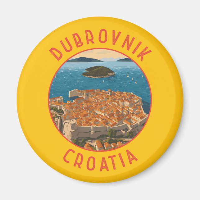 Aimant Dubrovnik Croatie Cercle retro désorganisé (Devant)