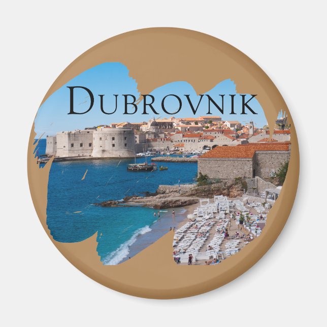 Aimant Dubrovnik : Vue sur la plage et la vieille ville (Devant)