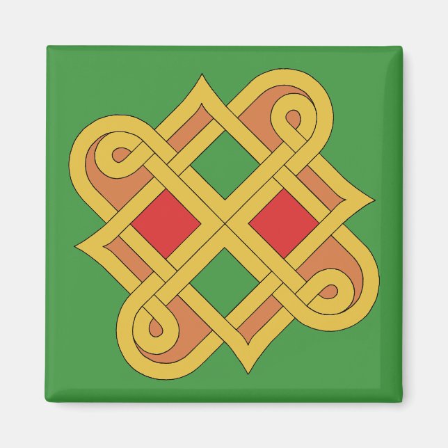 Aimant Durrow Knotwork 2016 Rouge et Vert (Devant)