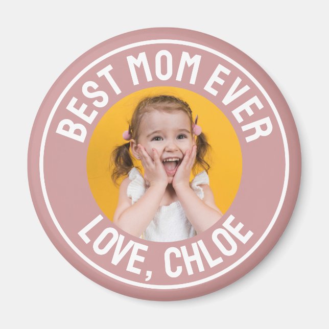 Aimant Dusty Rose rose amusant Meilleure maman jamais pho (Devant)